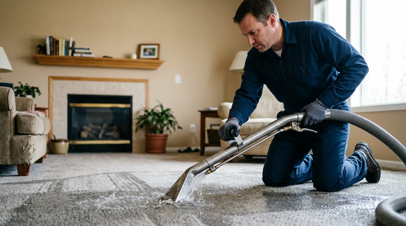 Water damage restoration technician working near Etna, ME